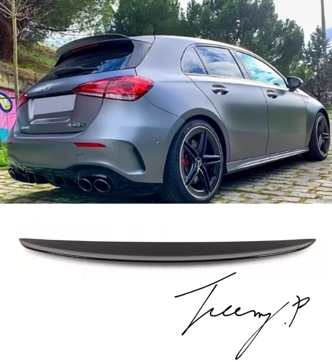Mercedes A Class W177 (2018+) A35 A45 AMG Style Gloss Black Rear Roof Spoiler Lip
