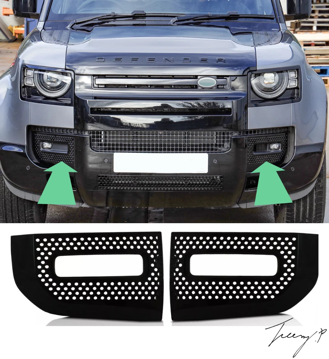 Land Rover Defender L663 (2020+) Gloss Black Fog Light Cover Vent Surrounds Grille