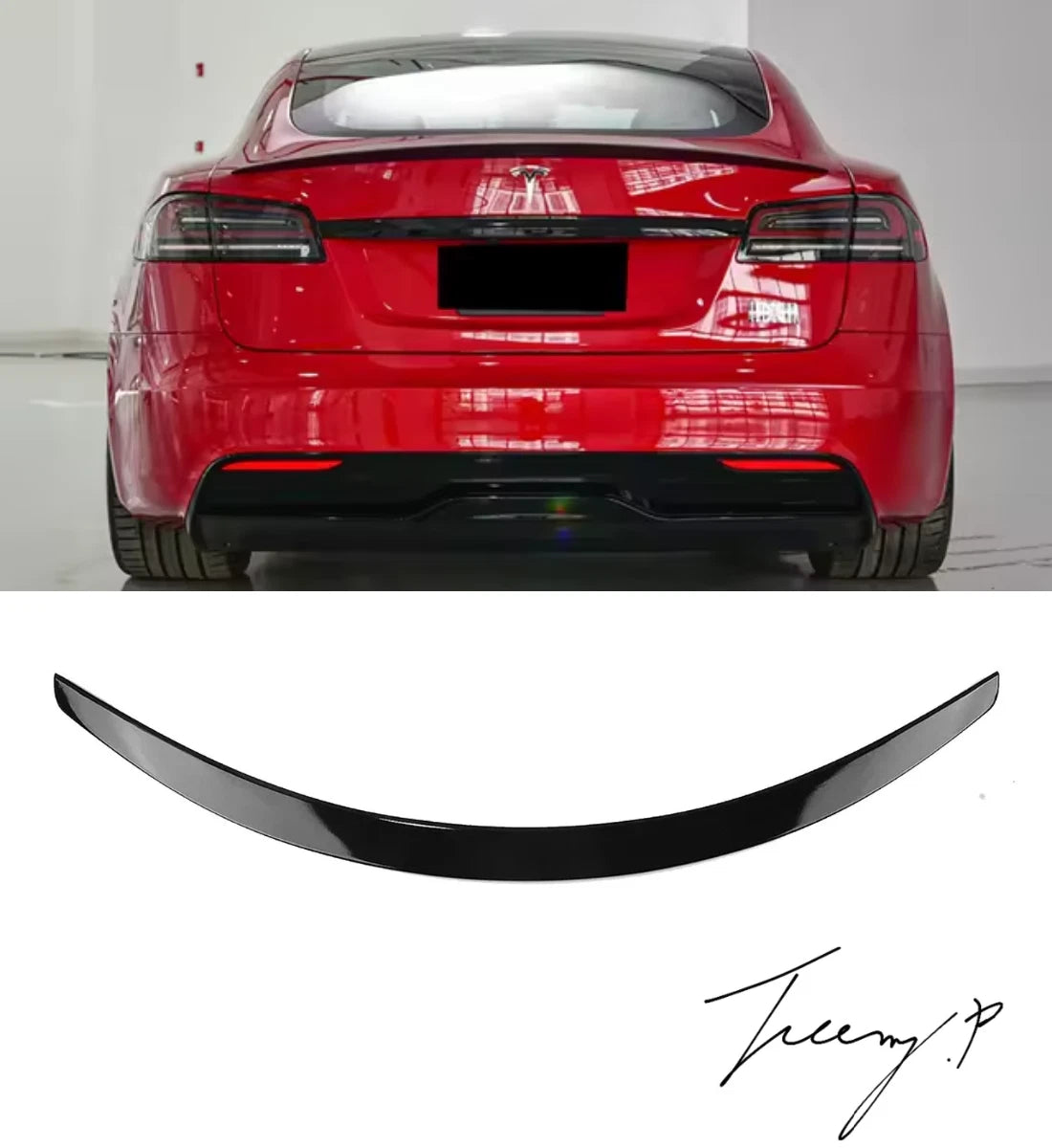 Tesla Model S Sedan (2012–2023) Gloss Black Rear Trunk Boot Lip Spoiler Wing Lip