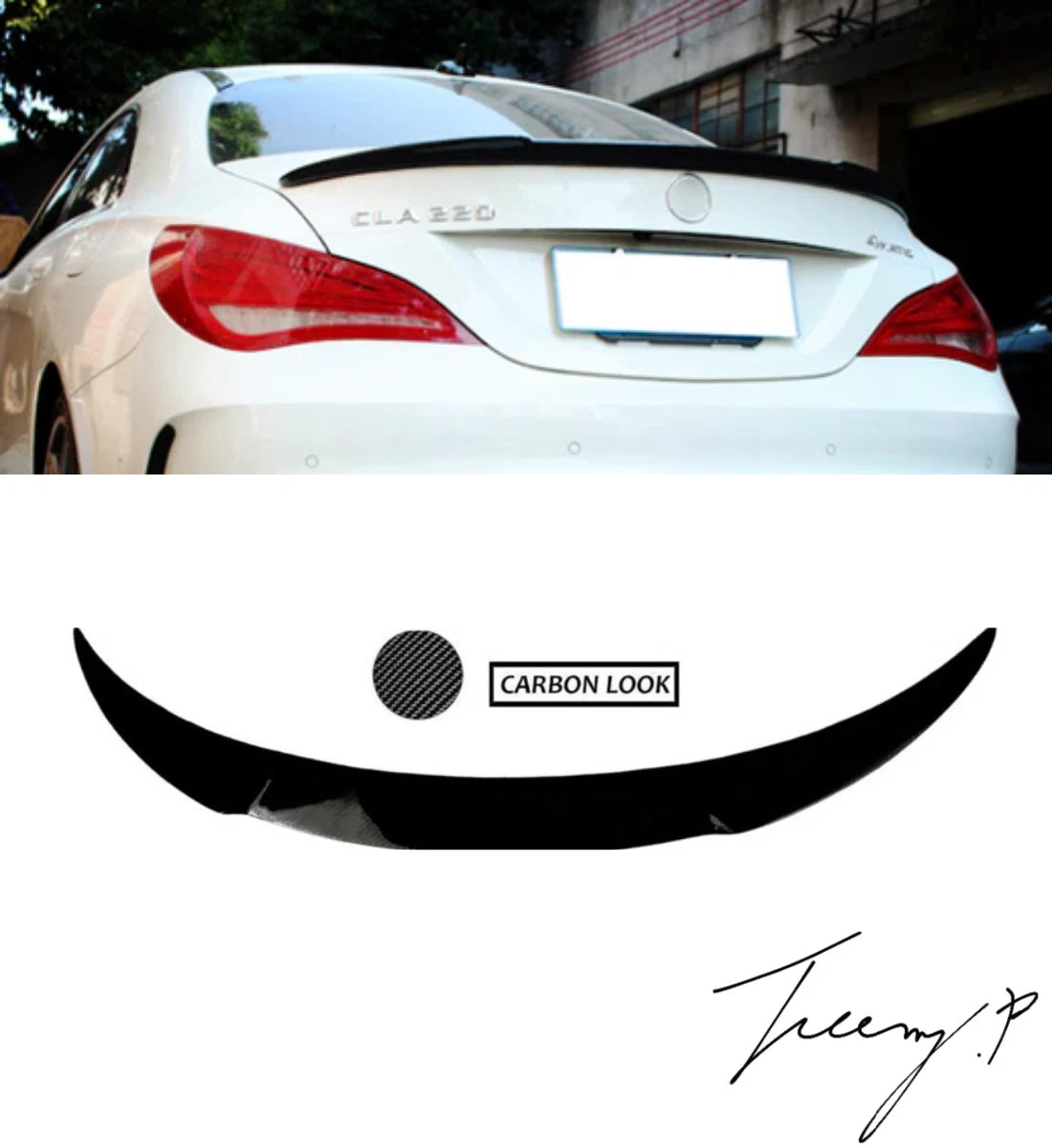 MERCEDES CLA CLASS W117 C117 2013 - 2019 CARBON LOOK REAR FD STYLE BOOT SPOILER LIP